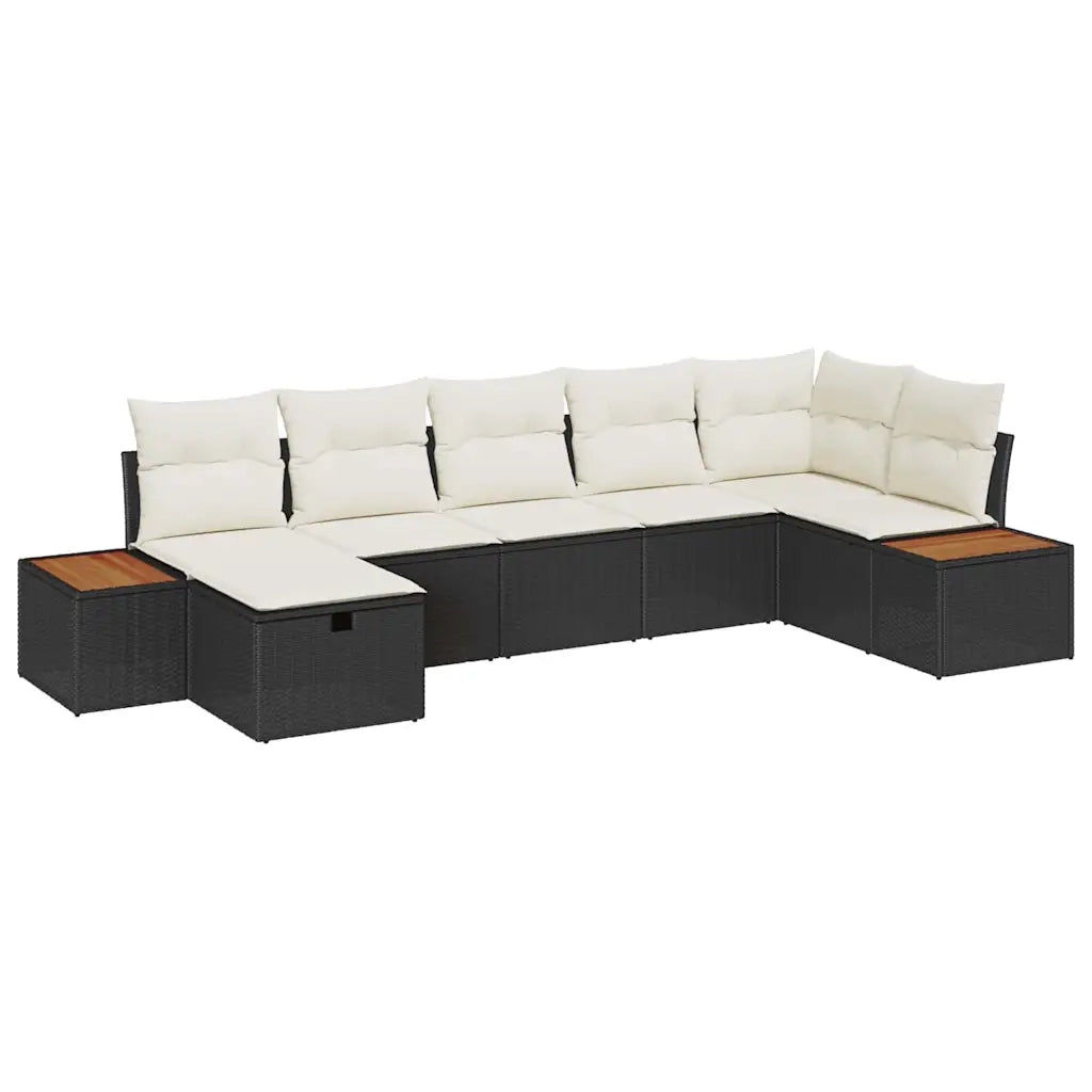 Set Divano da Giardino con cuscino 8 pcs Nero polyrattan 3359639