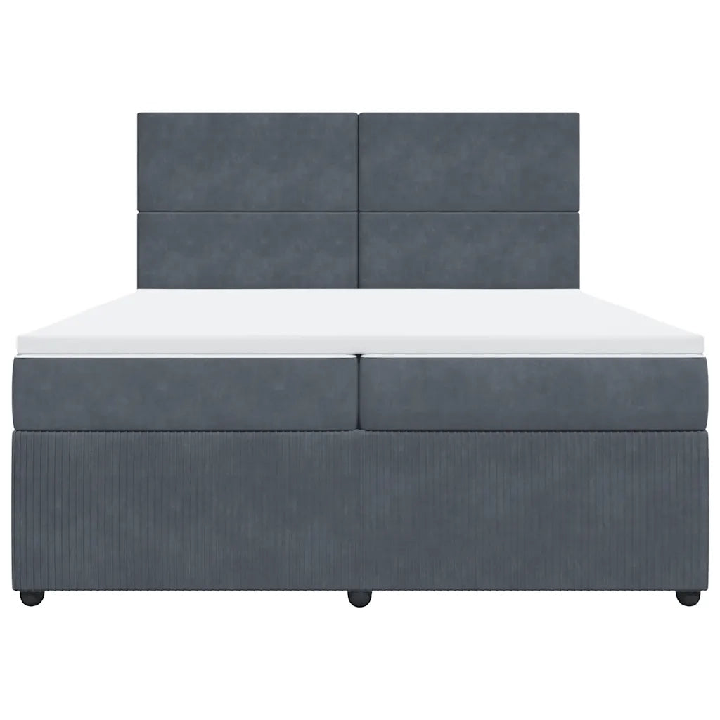 Giroletto a Molle con Materasso Grigio Scuro 200x200 cm Velluto 3292425