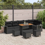 Set Divano da Giardino 10 pcs Nero polyrattan