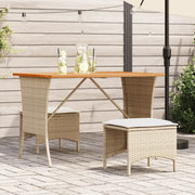 Set da Pranzo da Giardino 3 pz con Cuscini Beige in Polyrattan 4104137