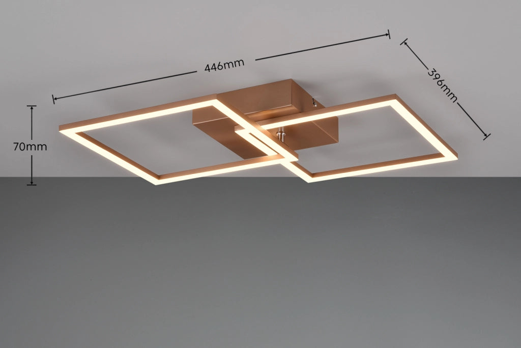 Plafoniera RL Trail quadrata marrone metallo LED 20W 3000K
