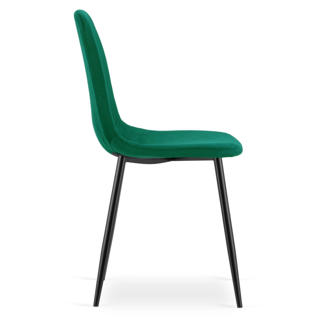 Sedia da pranzo Padva in velluto verde smeraldo