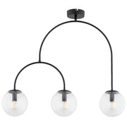 Lampada a sospensione Alfa Dilar nera 3 luci E14 sfere vetro
