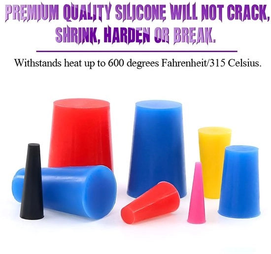 Set di stoppi conico in silicone a temperatura alta - 100 pezzi - universale - ecologico e duraturo - stoppi in silicone