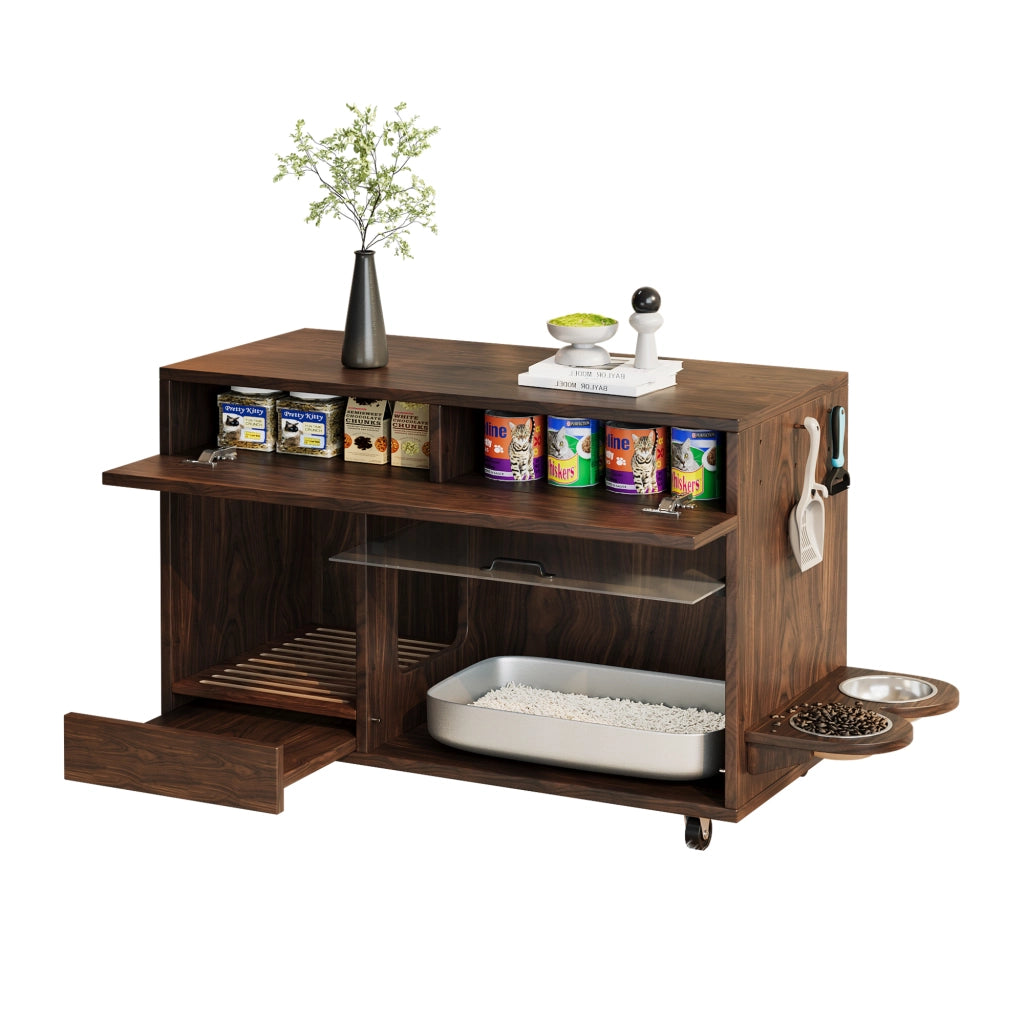 Mobiletto Portaciotola per Gatti ¨C MINIMAL ¨C Noce, 100x45.5x67 cm