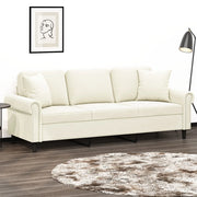 Divano a 3 Posti con Cuscini Crema 180 cm in Velluto 3200963