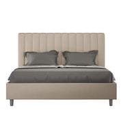 Letto matrimoniale senza rete imbottito 160x200 similpelle tortora Agueda
