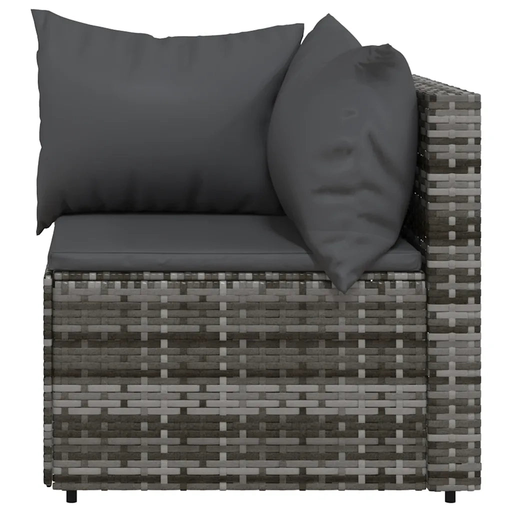 Set Divani da Giardino 3 pz con Cuscini in Polyrattan Grigio 319763