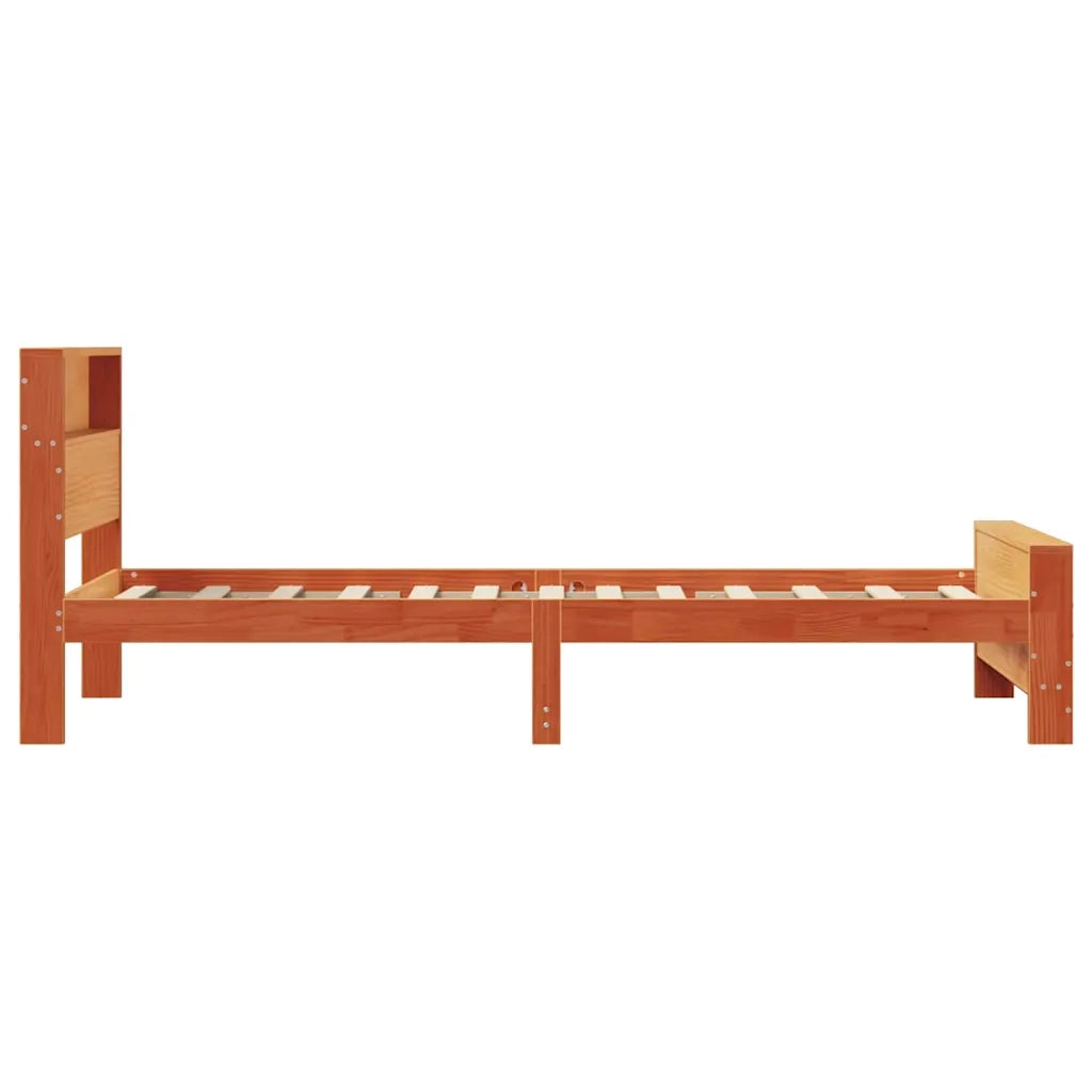 Letto singolo | Letto per adulti | Struttura del letto con testiera Marrone cerato 90 x 200 cm
