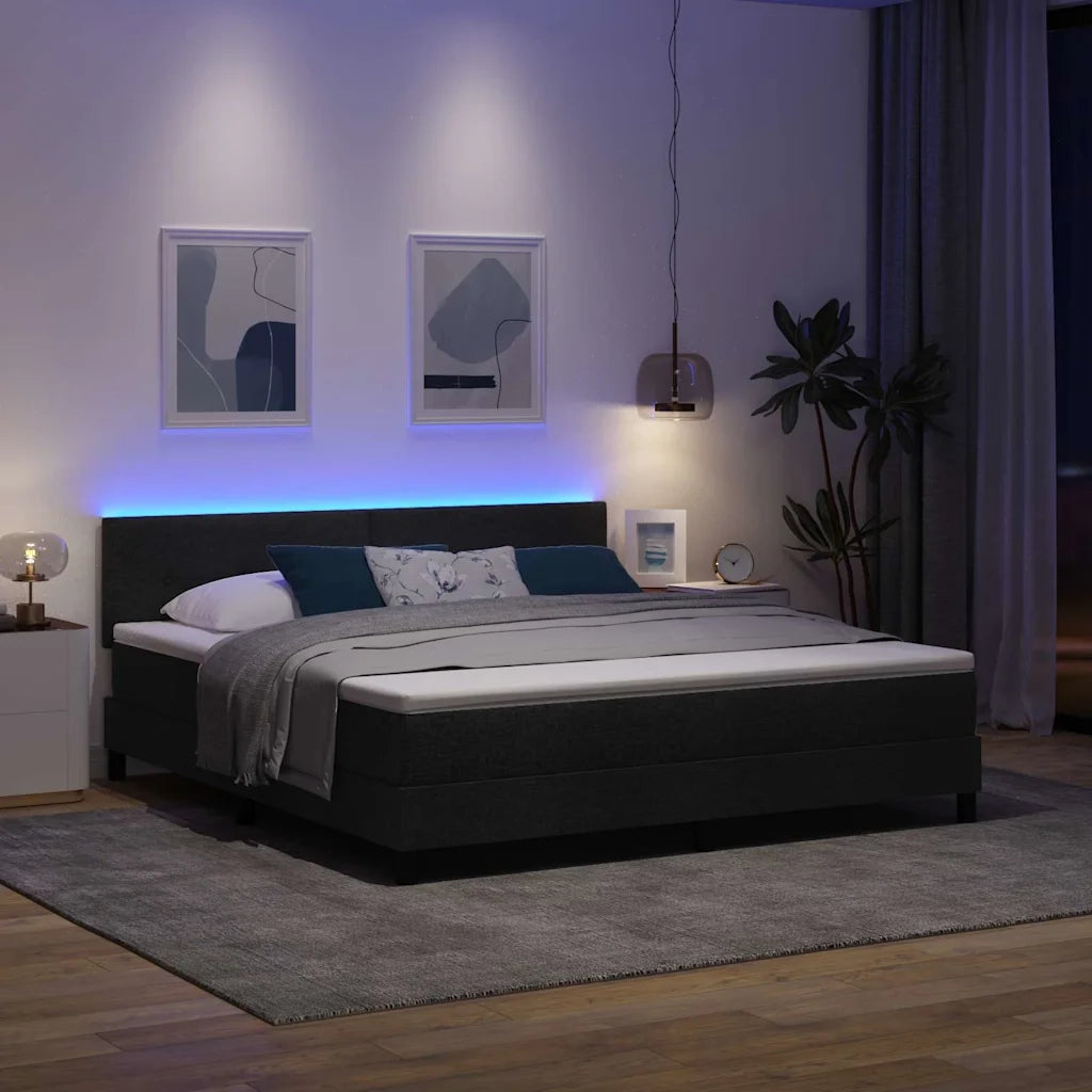 Letto a molle con materasso con led Nero 180 x 200 cm Tessuto 3342228