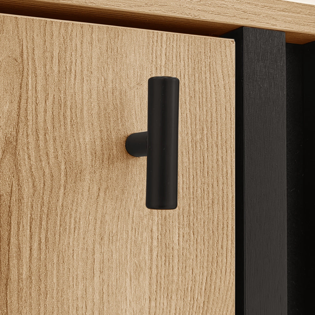 Credenza con LED e Vetro ¨C Xylo ¨C Legno e Nero, 140x78,5x41 cm