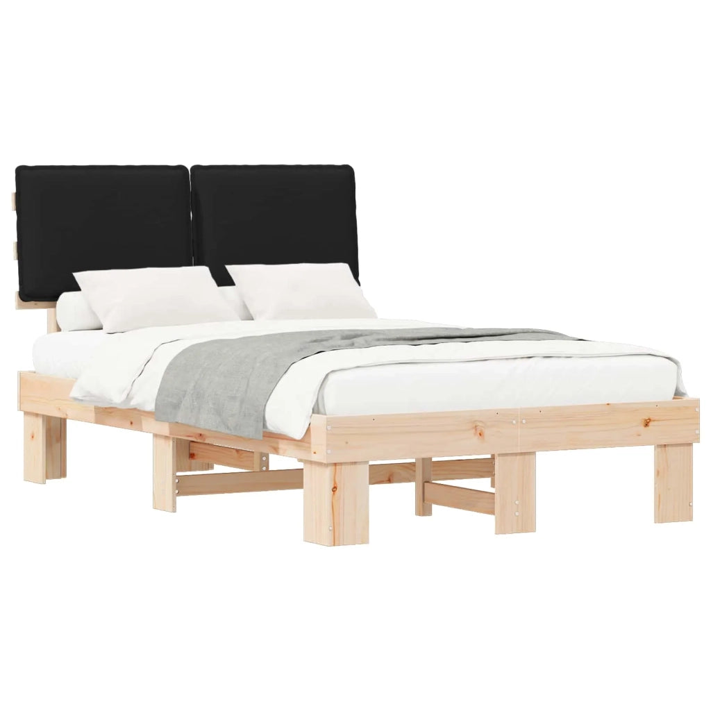 Letto con Testiera Rivestita-Struttura Letto con Testiera Nero 120 x 200 cm Pino massello 993484