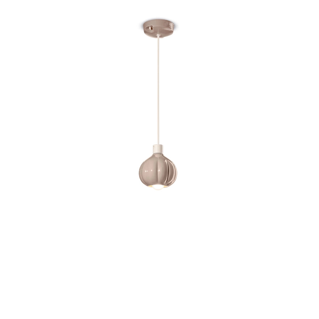 Lampadario Vintage Decò Afoxe&apos Alluminio Ceramica Grigio Sabbia 1 Luce E14