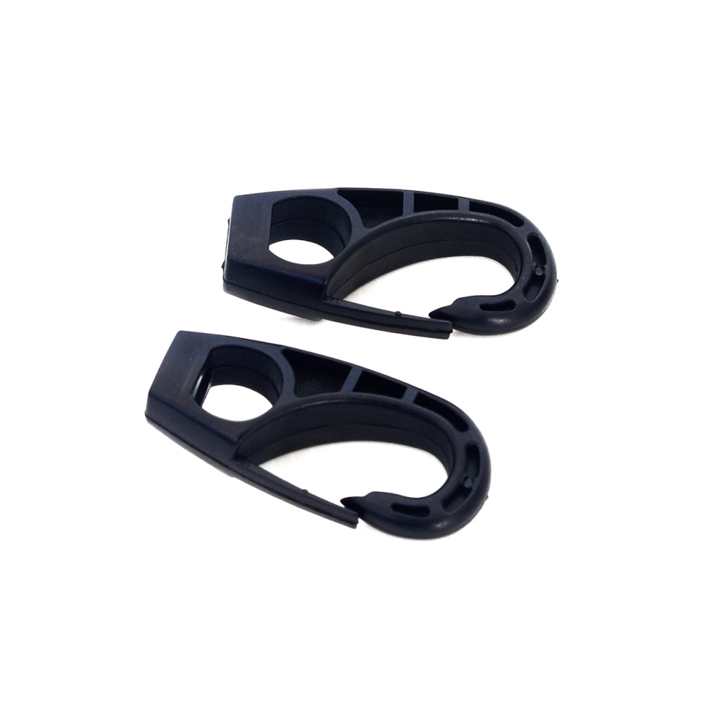Ganci a moschettone in nylon nero ricambio per elastici Ã˜ 8 mm. 2 pz.