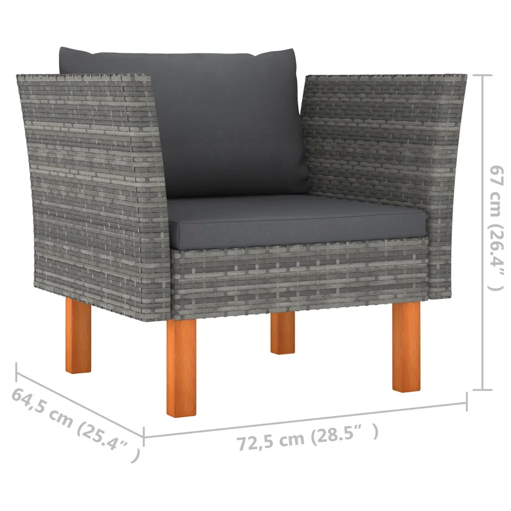 Set Divani da Giardino 7pz Polyrattan Legno di Eucalipto Grigio 3082082
