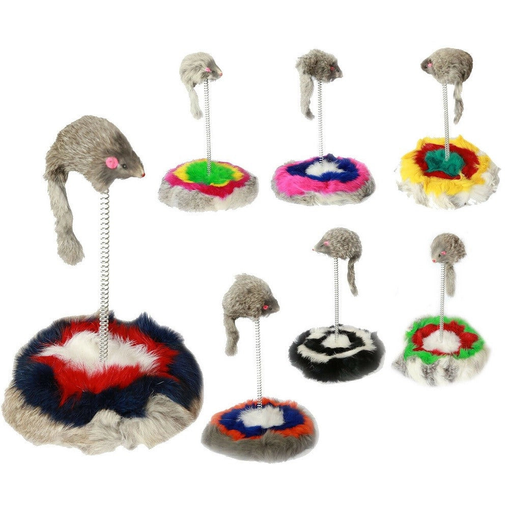 Trade Shop - Gioco Con Pupazzo Topo Palestra Per Gatto Topolino Peluche Gatti Base Con Molle -