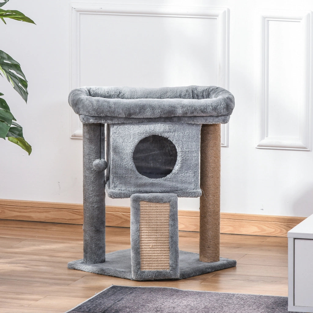 Albero per Gatti con Piattaforma e Palla ¨C zephmum ¨C Grigio Chiaro 57 cm