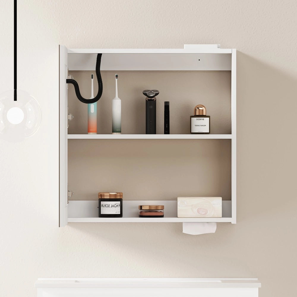 Armadietto Specchio con LED ¨C Xylo ¨C Bagno, Bianco, 60 cm