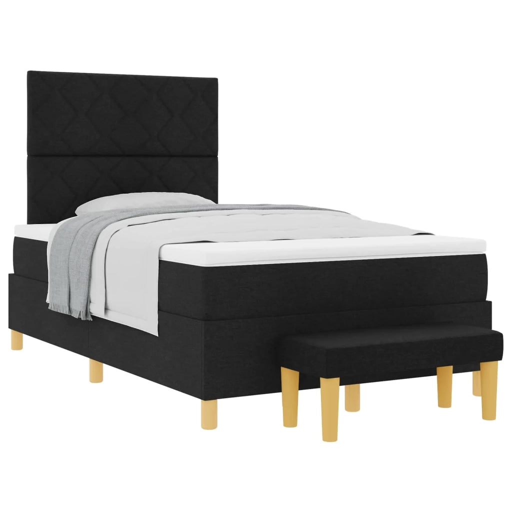 Letto a molle con materasso Nero 120 x 200 cm Tessuto
