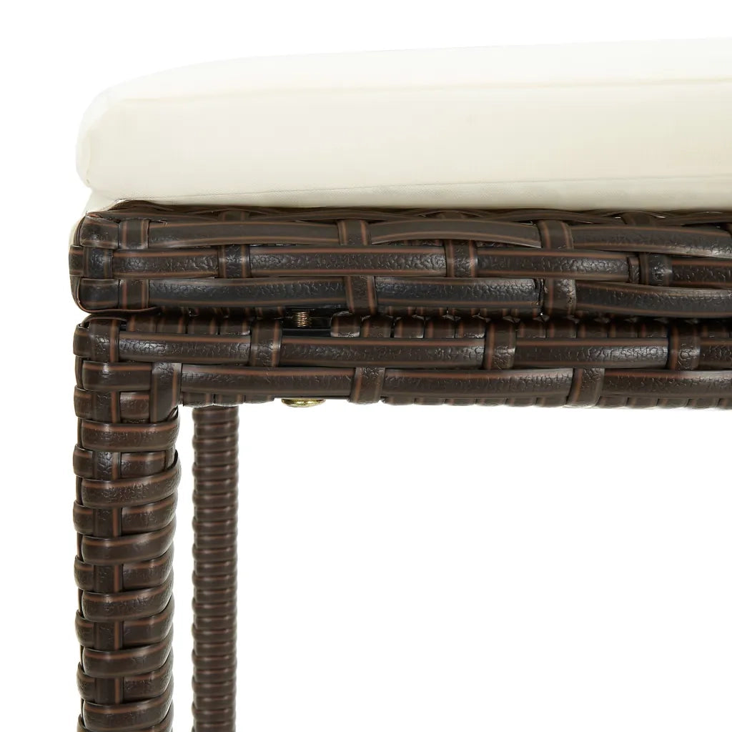 Set Bar da Giardino 3 pz con Cuscini Polyrattan Marrone 3064816