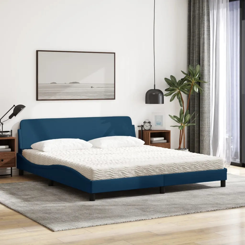 Letto con Materasso Dover Blu 180x200 cm in Tessuto