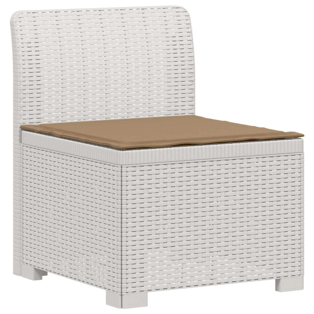 Divano da giardino 4 posti con cuscini aspetto rattan PP Bianco 3444008