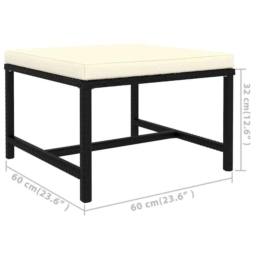 Set Divani da Giardino 7 pz | Set Salotto da Giardino con Cuscini in Polyrattan Nero
