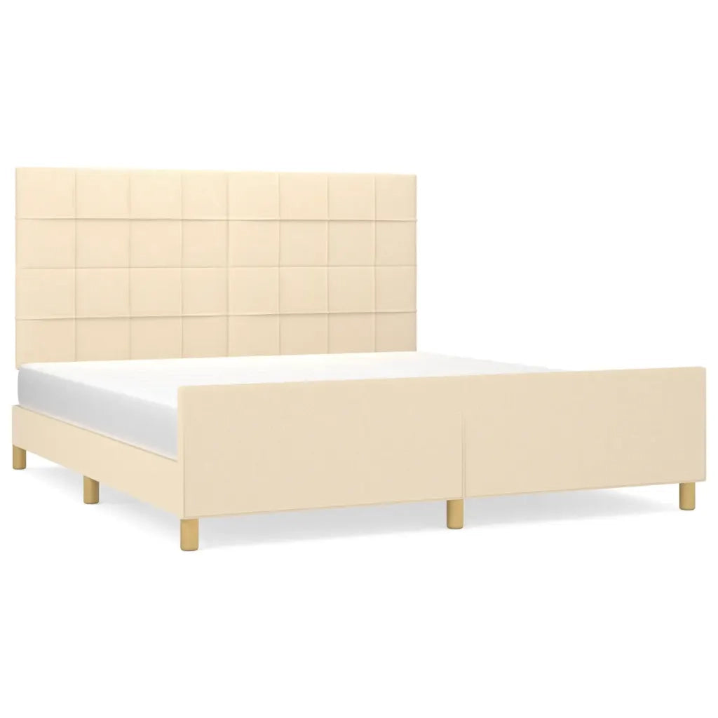 Letto matrimoniale | Letto per adulti | Giroletto senza Materasso Crema 160x200 cm in Tessuto