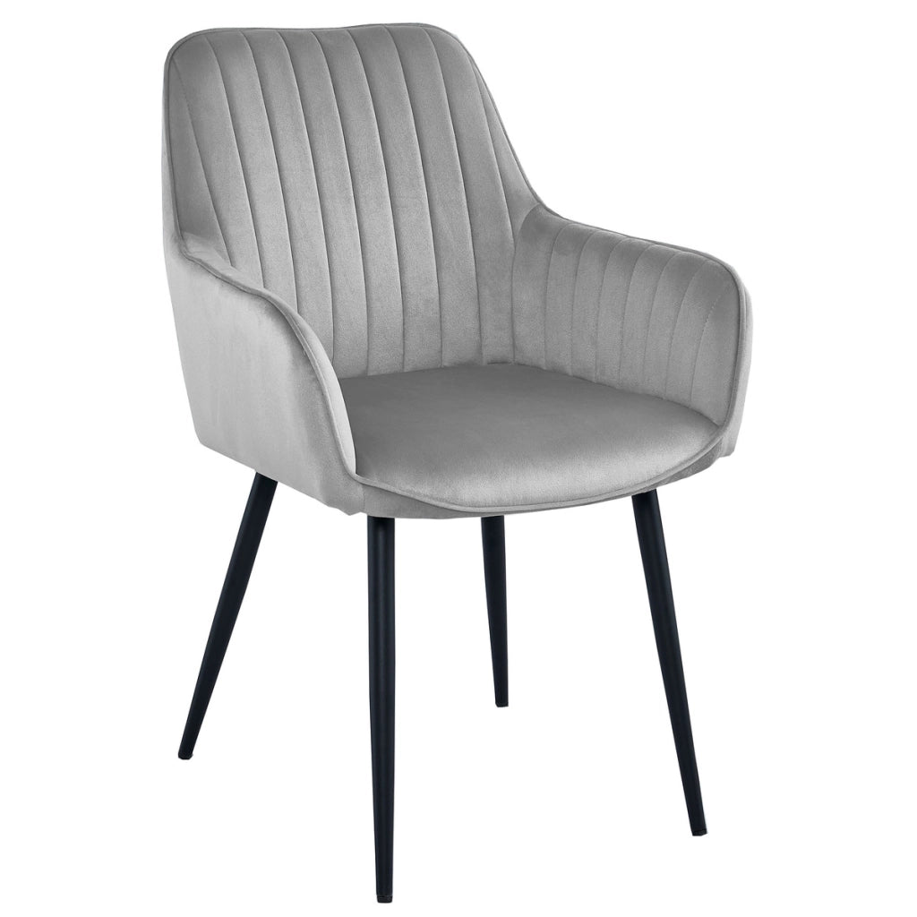 Set di 2 sedie Solden in velluto grigio argento e gambe nere
