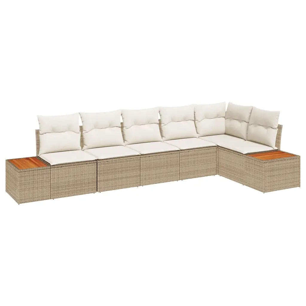 Set Divano da Giardino 6 pcs Beige e Crema Polyrattan 3356766