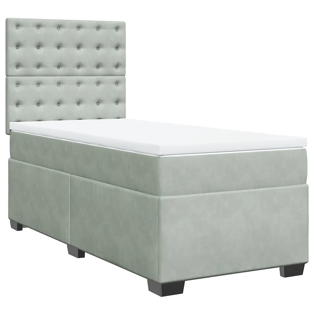 Giroletto a Molle con Materasso Grigio Chiaro 90x200 cm Velluto 3293122