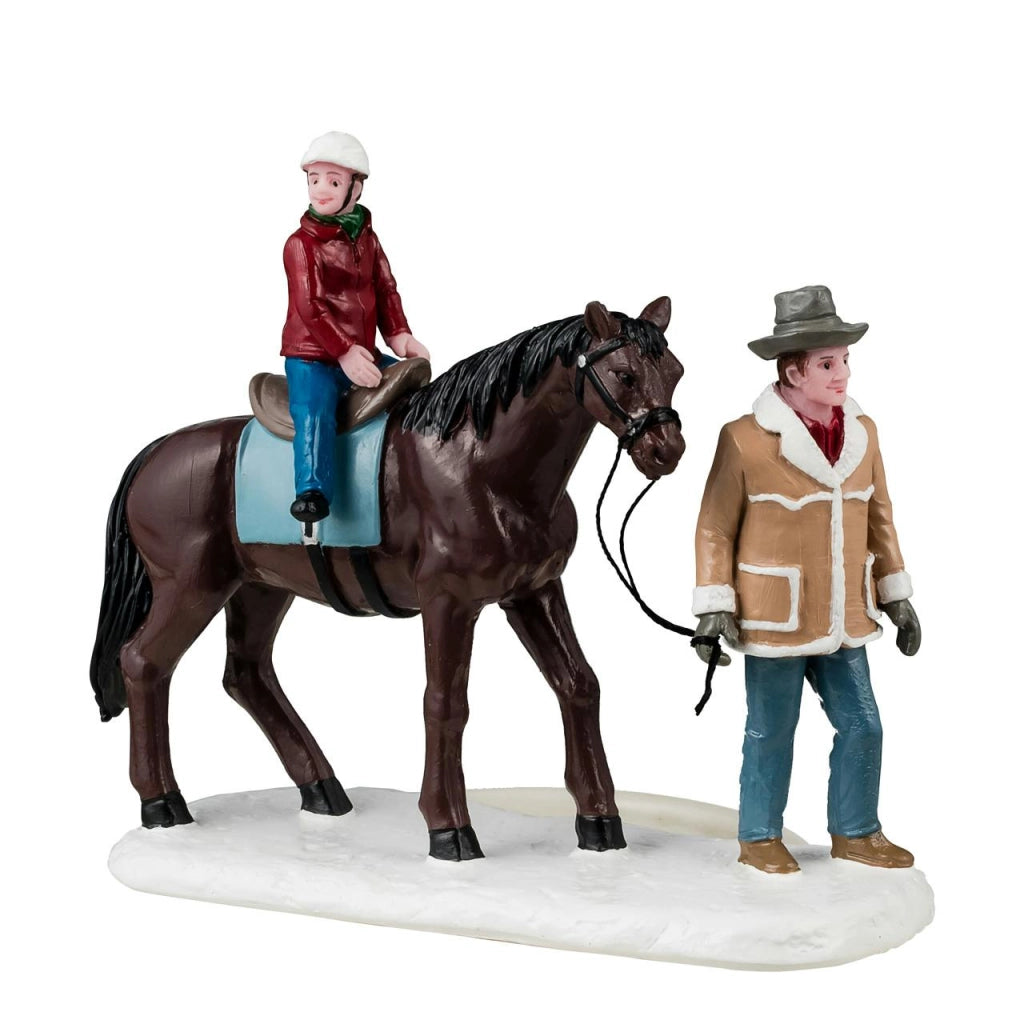 Bimbo a cavallo c-conduttore 9.4x11x4.5 cm
