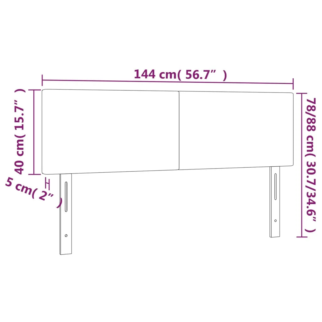 Testiera a LED Nera 144x5x78/88 cm in Velluto 3121382