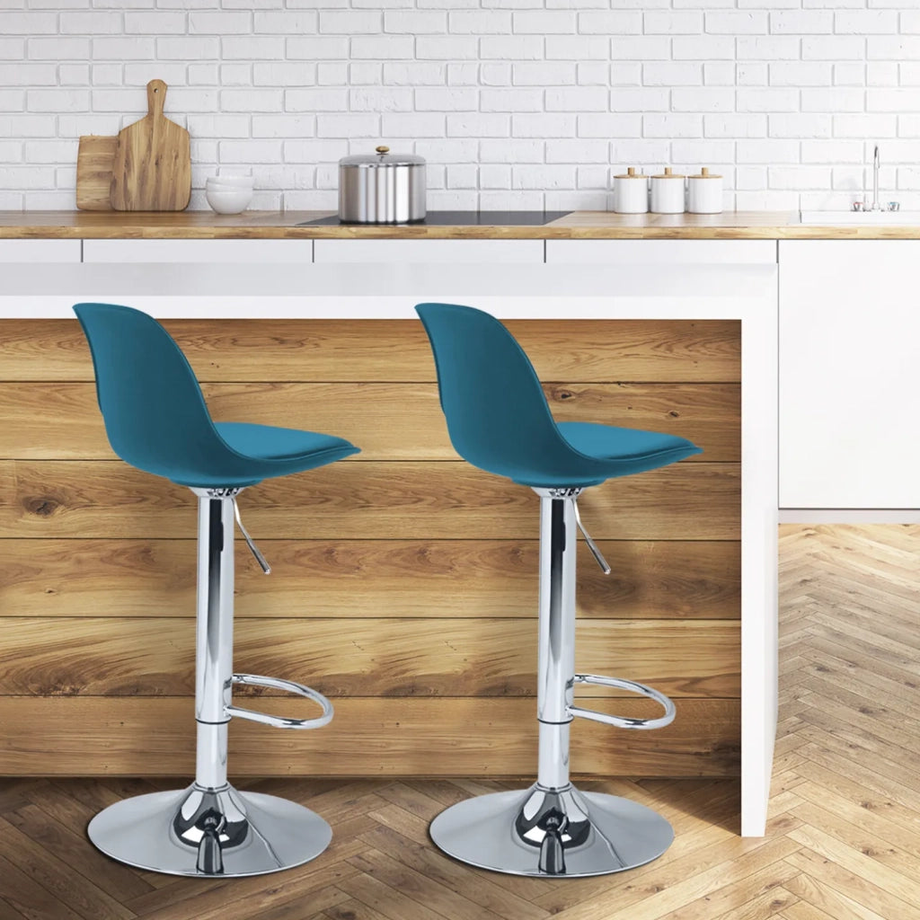 IDMarket - Set di 2 sgabelli da bar design blu anatra KARL