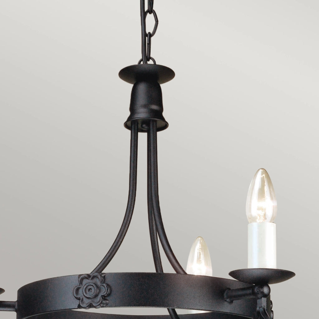 Lampadario retro Belfry nero in ferro Ø48 3xE14 Elstead
