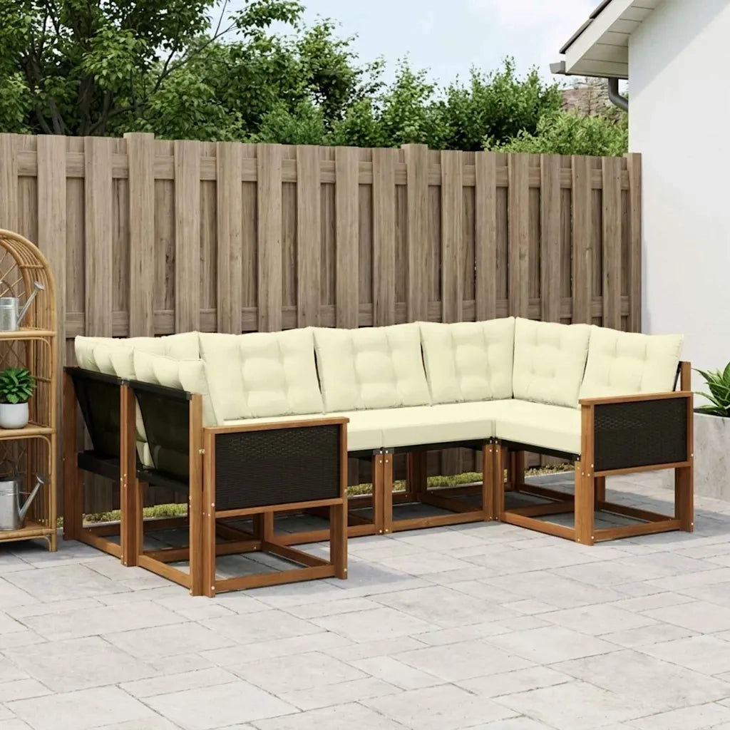 Set di divani da esterno con cuscino 6 pcs Naturale e Crema 3382166
