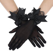 Manicure a punta nette per donna - Maniche corte guanti da sposa neri
