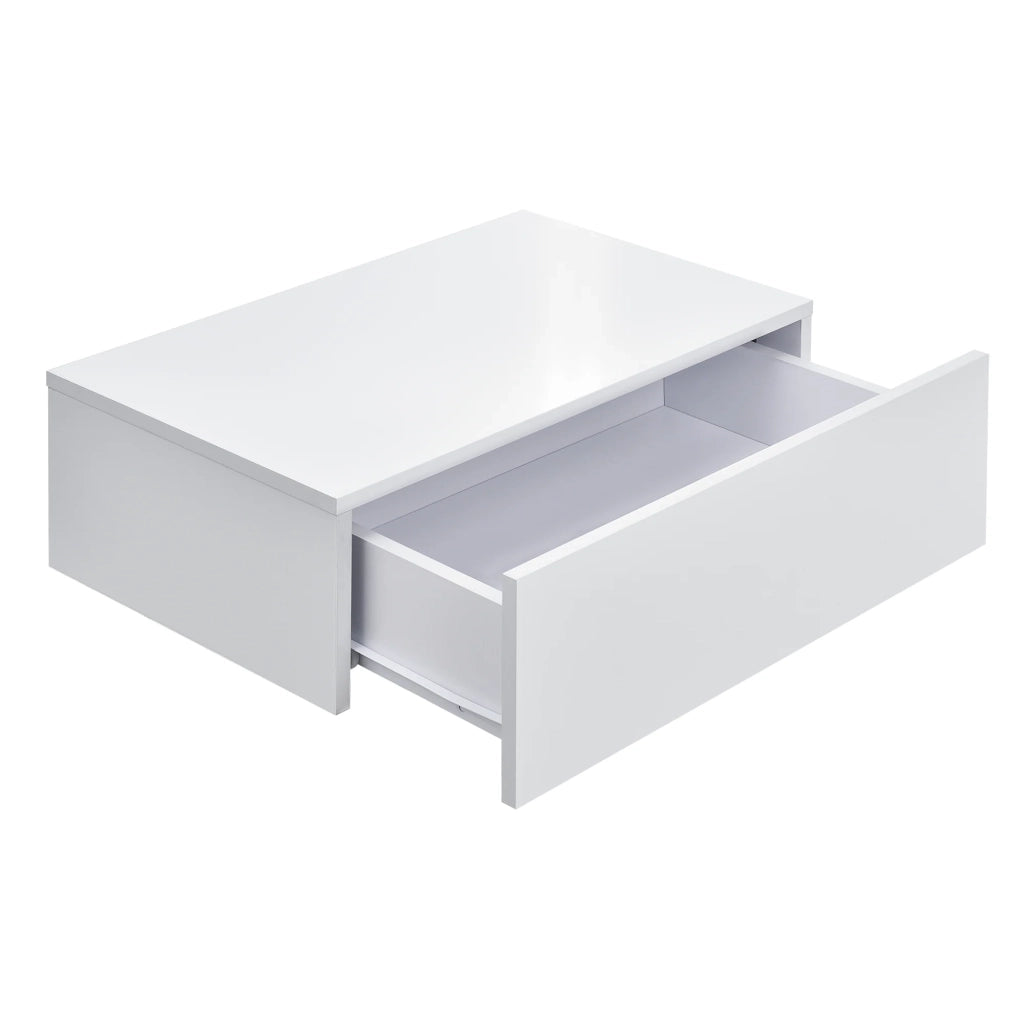 Set di due mensole da parete per camera da letto con 2 cassetti laccato bianco 46 ​​x 30 x 15 cm  laccato nero 03_0007097
