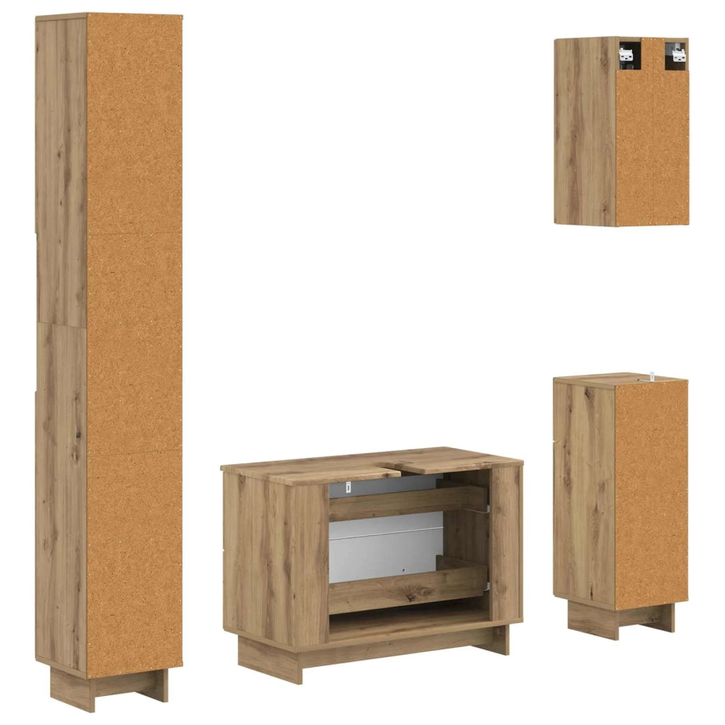 Set di Mobili da Bagno da 4 Pezzi EDE Rovere Artigianale 3417908