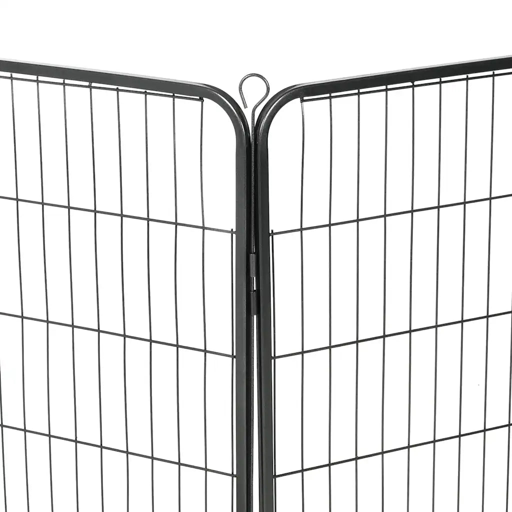 Box per Cani con 8 Pannelli in Acciaio 80x100 cm Nero 170574