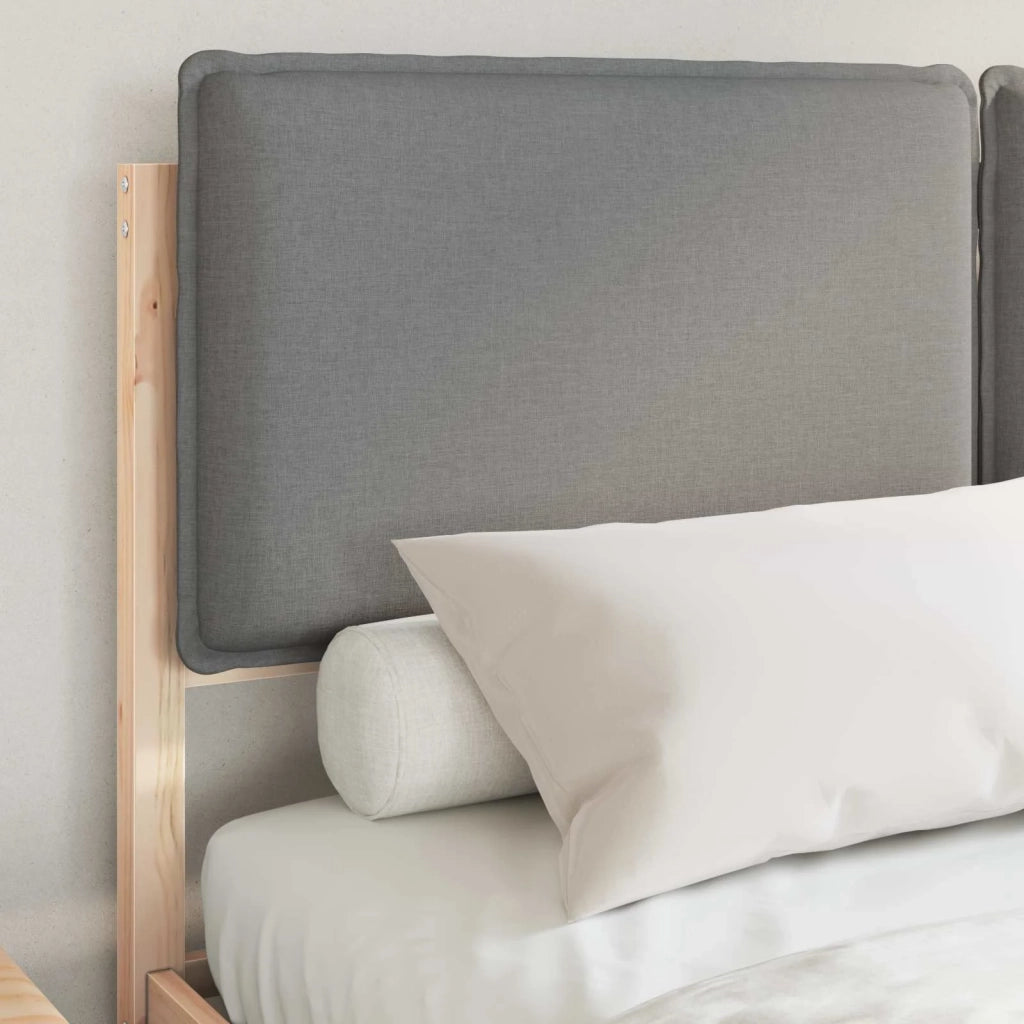 Letto con Testiera Rivestita Grigio chiaro 140 x 190 cm 3398129