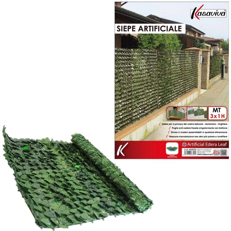 Siepe Artificiale da Giardino Balcone Rotolo Foglie 3 x 1 MT