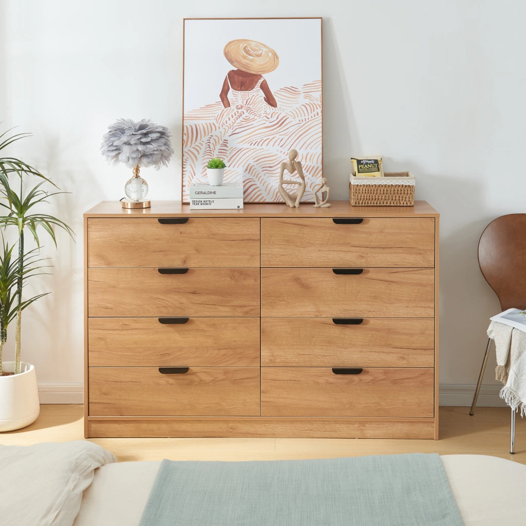 Comò Varkaus con 8 Cassetti - Effetto Rovere [en.casa]