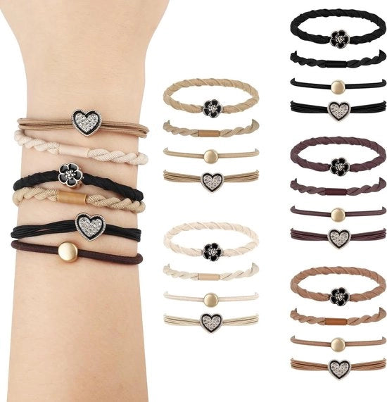 Set di 20 elastici per capelli neutrali per donne con capelli spessi e sottili - Nessun danno - Accessori per capelli boho multicolori