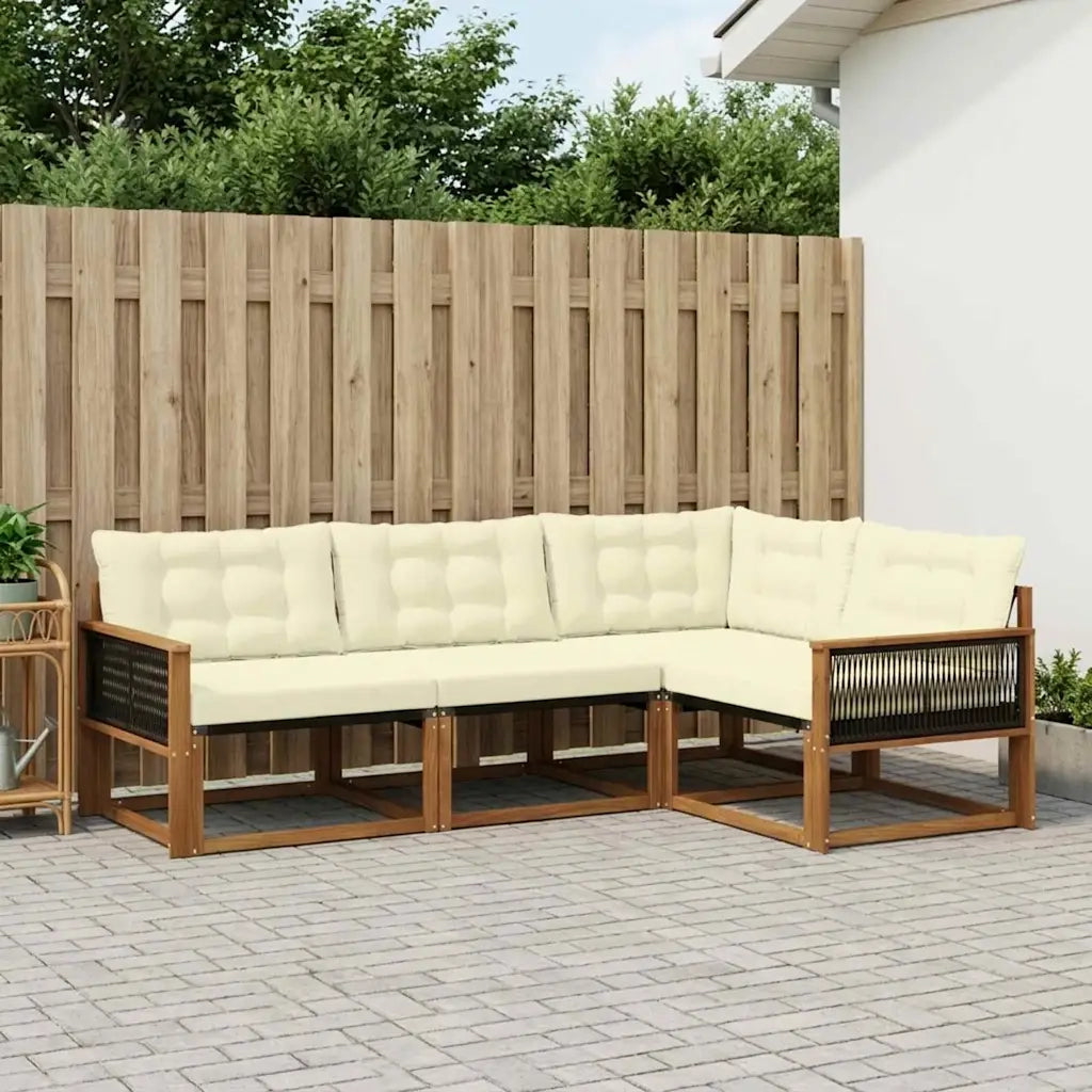 Set di divani da esterno con cuscino 4 pcs Naturale e Crema 3381390