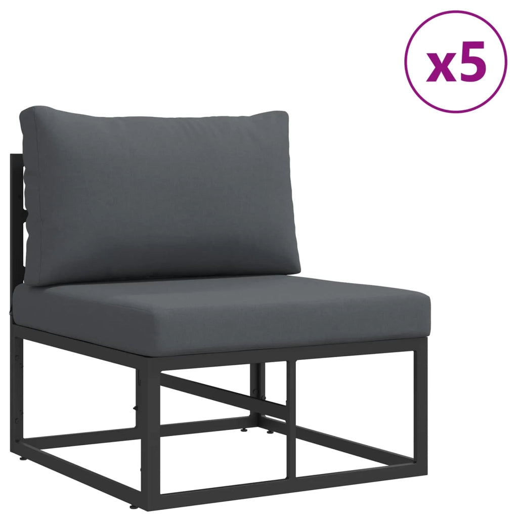 Set Divano da Giardino con cuscino 11 pcs Nero Alluminio