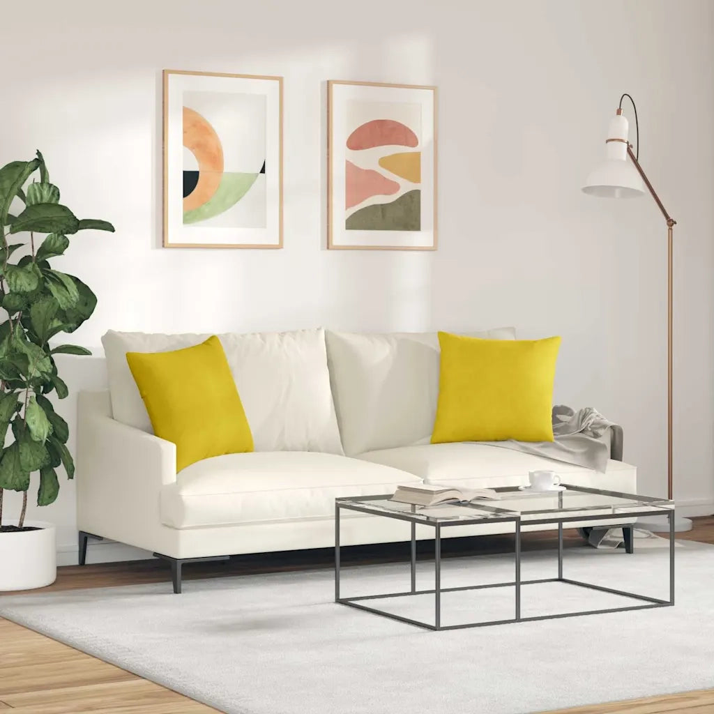 Cuscini da Divano 2 pz | Cuscini per sedie Giallo 45 x 45 cm Tessuto in Cords