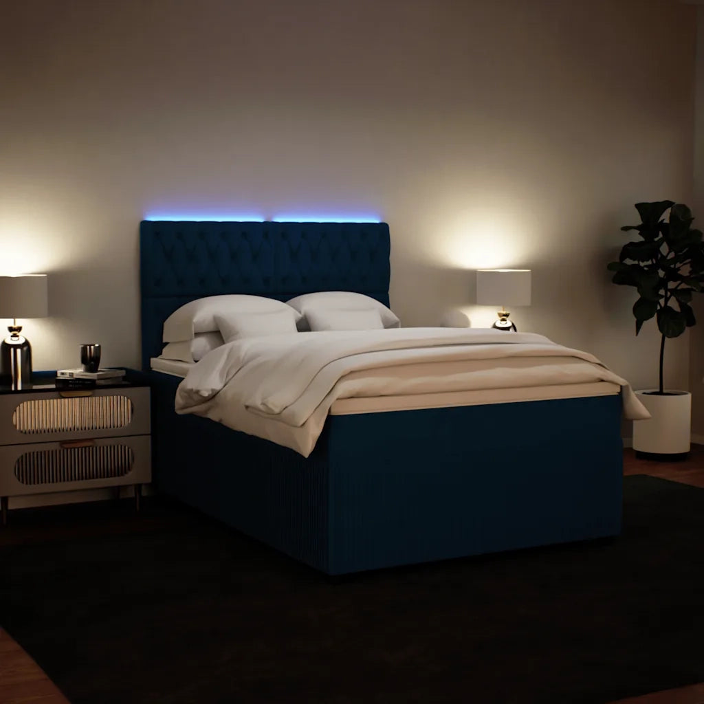 Giroletto a Molle con Materasso Blu 140x190 cm in Velluto 3294644
