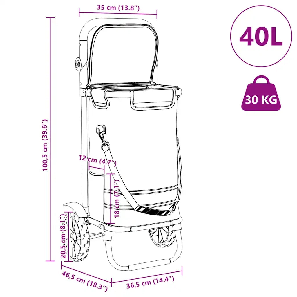 Carrello della spesa Grigio 36,5 x 46,5 x 100,5 cm CFW8290722