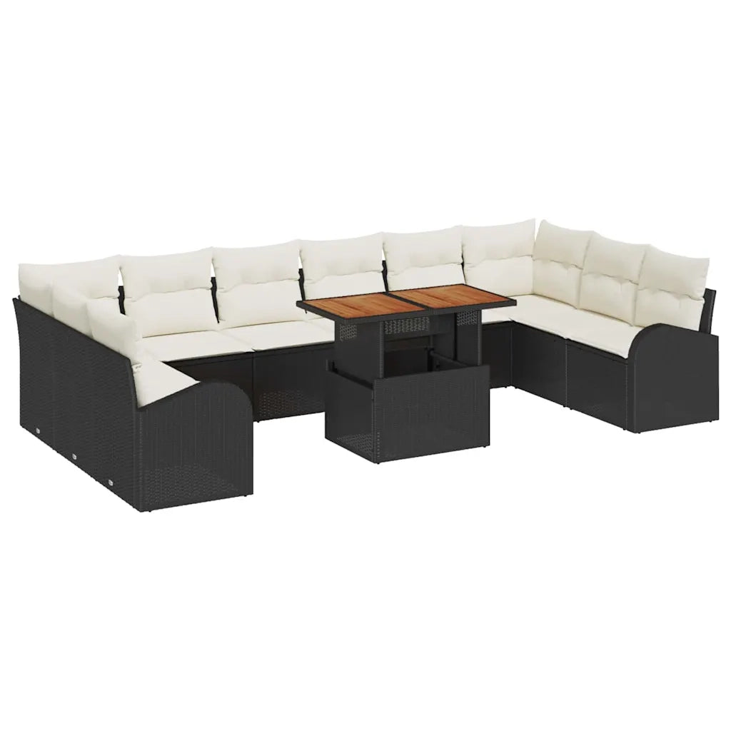 Set Divano da Giardino 11 pcs Nero Poly Rattan 3358371